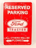 FORD TRACTOR RESERVED PARKING EMBOSSED METAL SIGN