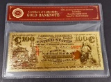 COLLECTIBLE ONE HUNDRED DOLLAR GOLD BANKNOTE W/ COA