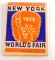 VINTAGE 1939 NEW YORK WORLDS FAIR SOUVENIR MATCHBOOK