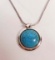 ROUND TURQUOISE PENDANT W/ SNAKE CHAIN