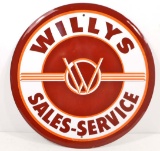 WILLYS SALES & SERVICE ROUND METAL SIGN