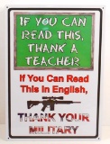 THANK YOUR MILITARY EMBOSSED METAL SIGN