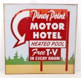 PINEY POINT MOTOR HOTEL ADVERTISING METAL SIGN