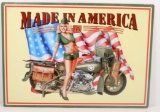MOTORCYCLE MADE IN AMERICA ADVERTISING METAL SIGN
