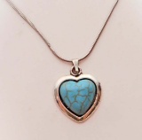HEART TURQUOISE PENDANT W/ SNAKE CHAIN