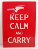 KEEP CALM & CARRY EMBOSSED METAL SIGN