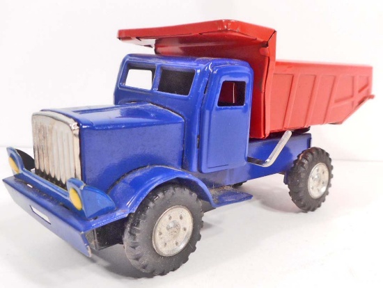 VINTAGE JAPAN TIN LITHO FRICTION TOY DUMP TRUCK