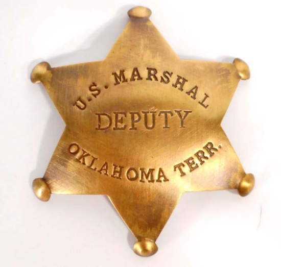 U.S. MARSHAL DEPUTY OKLAHOMA TERR. 6 POINT STAR BADGE
