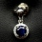 EXTREME! REAL! DEEP BLUE SAPPHIRE & WHITE CZ 925 SILVER STERLING PENDANT