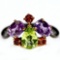 ALLURING! NATURAL! GREEN PERIDOT, PURPLE AMETHYST & GARNET..925 SILVER RING