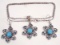 TIBETIAN SILVER BLUE SUNFLOWER NECKLACE & EARRING SET