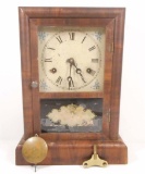 VINTAGE NEW HAVEN 8 DAY COTTAGE STRIKING MANTLE CLOCK W/ PENDULUM & KEY