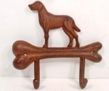 CAST IRON DOG & BONE HOOKS - WALL MOUNT