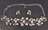 GORGEOUS FAUX PEARL NECKLACE AND EARRING COSTUME JEWELRY SET