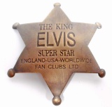 ELVIS SUPER STAR FAN CLUBS BRASS BADGE