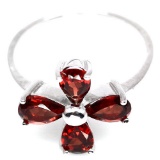 BEAUTIFUL! NATURAL! RED GARNET STERLING 925 SILVER RING WHITE GOLD PLATED SZ5.75