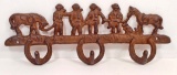 CAST IRON COWBOY & HORSE THREE HOOK - WALL MOUNT