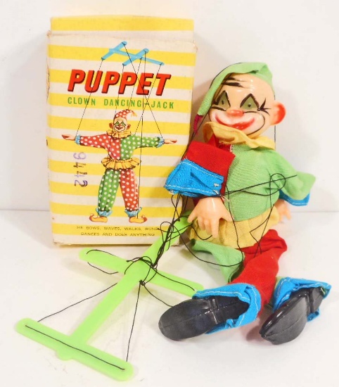 VINTAGE STRING PUPPET DANCING CLOWN IN ORIGINAL BOX