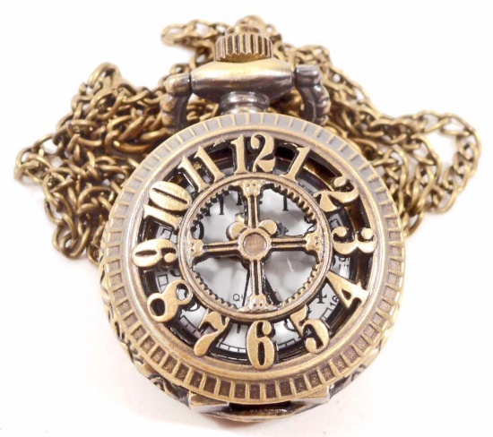 STEAMPUNK NUMBERS POCKET WATCH W/ CHAIN