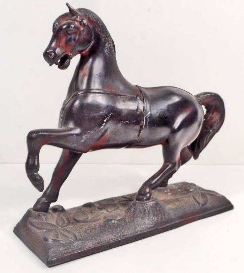 VINTAGE POT METAL HORSE STATUE