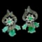MAJESTIC! NATURAL! GREEN EMERALD & MARCASITE STERLING 925 SILVER EARRINGS