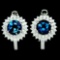 EXCELLENT! NATURAL! 6mm. LONDON BLUE TOPAZ & WHITE CZ..925 SILVER EARRINGS