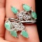 LAMBENT! REAL! GREEN EMERALD & WHITE CZ STERLING 925 SILVER RING SZ 7.75