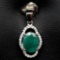 ADORABLE! REAL! 7 X 9 mm. GREEN EMERALD STERLING 925 SILVER PENDANT