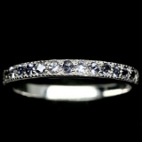 FLAWLESS! NATURAL! BLUE TANZANITE STERLING 925 SILVER RING WHITE GOLD SZ8.5