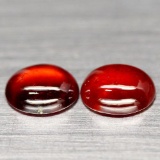 6.77 CT REAL! UNHEATED PAIR! ORANGE RED AFRICAN HESSONITE GARNET OVAL CABOCHON