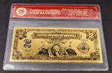 99.9% 24K TWO DOLLAR GOLD BANKNOTE W/COA