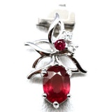 ADORABLE! NATURAL! 5 X 7 mm. RED RUBY STERLING 925 SILVER PENDANT
