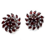 NATURAL RED GARNET 925 STERLING SILVER EARRINGS WHITE GOLD PLATED