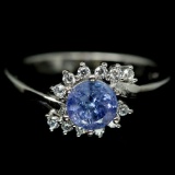 ADORABLE! NATURAL! 5 mm. BLUE TANZANITE STERLING 925 SILVER RING
