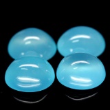 11.02 CT REAL! UNHEATED 4PCS BLUE MADAGASCAR CHALCEDONY OVAL CABOCHON
