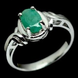 MATCHING! NATURAL! 5 X 7mm. GREEN EMERALD STERLING 925 SILVER RING SIZE5.25