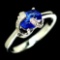 DELIGHTFUL! NATURAL! BLUE SAPPHIRE & WHITE CZ STERLING 925 SILVER RING SIZE8