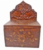 VINTAGE HAND CARVED WOODEN RECIPE BOX