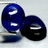 9.97 CT NATURAL PAIR BLUE MADAGASCAR SAPPHIRE GLASS FILLED OVAL CABOCHON