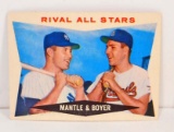 1960 TOPPS Mickey Mantle & Ken Boyer NO. 160 BASEBALL CARD