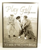 THREE STOOGES PLAY GOLF METAL SIGN