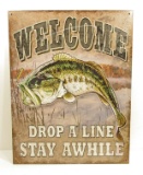 FISHING WELCOME METAL SIGN