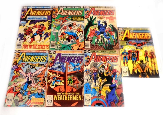 LOT OF 7 VINTAGE 1970'S - 80'S AVENGERS COMIC BOOKS