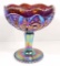 VINTAGE IMPERIAL GLASS PURPLE CARNIVAL GLASS COMPOTE