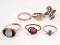 LOT OF 6 VINTAGE RINGS - TURQUOISE, OPAL