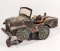 VINTAGE TIN LITHO TOY ARMY JEEP / TRUCK - BATTERY OPERATED
