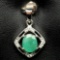 ALLURING! REAL! 7 X 8 mm. GREEN EMERALD & WHITE CZ 925 SILVER STERLING PENDANT