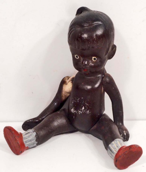 ANTIQUE JAPAN BLACK AMERICANA BISQUE JOINTED DOLL