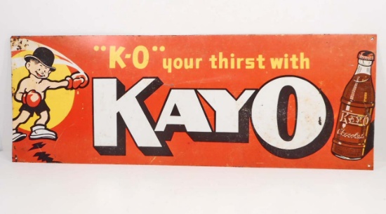VINTAGE C. 1950'S KAYO CHOCOLATE SODA DRINK PORCELAIN ADVERTISING SIGN