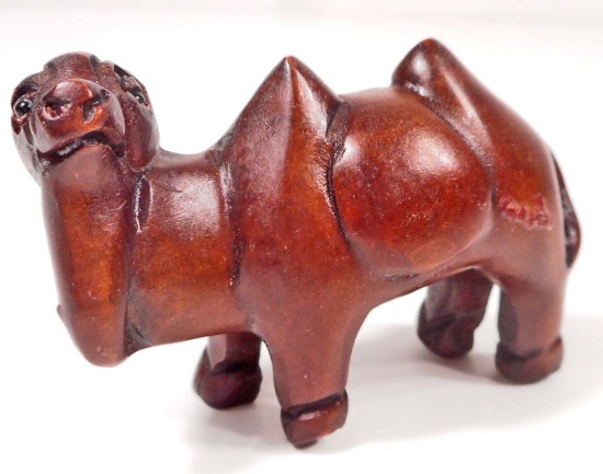 BOXWOOD CAMEL NETSUKE FIGURINE